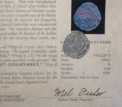Peru 2 Reales 1598-1621 Atocha Shipwreck Mel Fisher 4