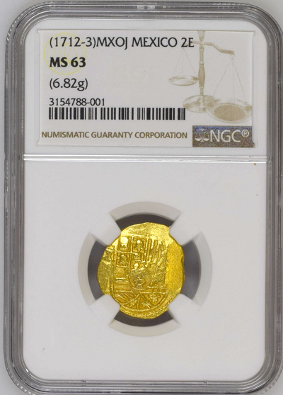 Mexico 2 Escudos 1712-13 "Gorgeous Luster" NGC 63​ Pirate Gold Coins 4