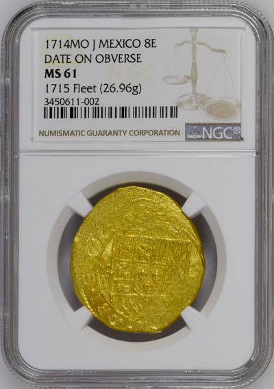 Mexico 8 Escudos 1714 "1715 Plate Fleet Shipwreck" NGC 61 3