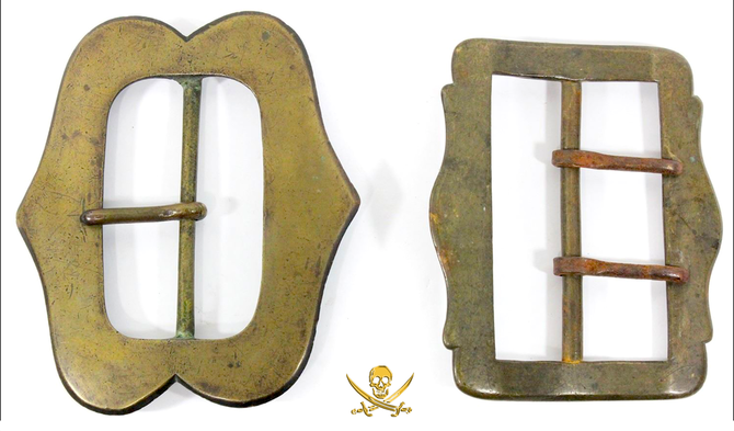 Two Colonial-Period Brass Belt Buckles 16-1700's 1041 grams