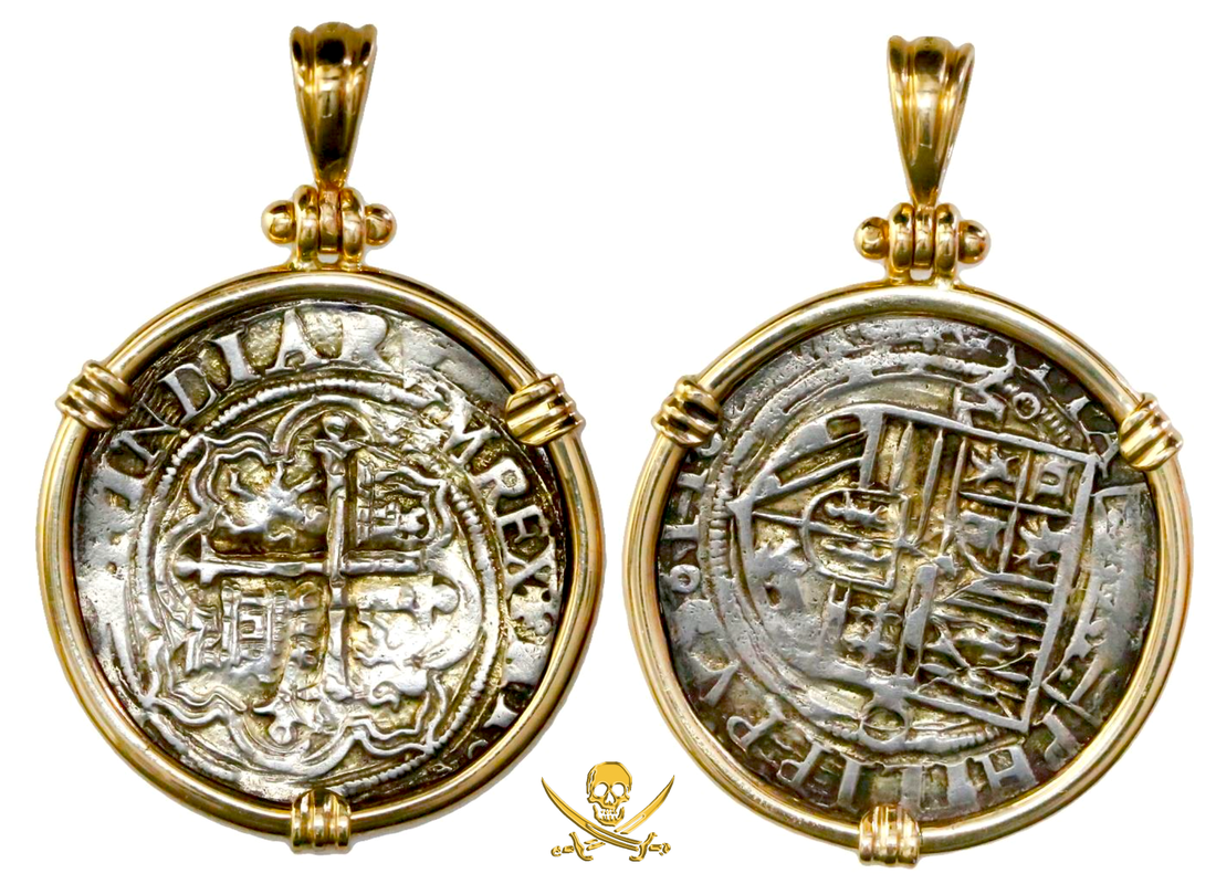 Mexico 1 Real 14kt Gold Bezel Pendant Pirate Treasure Jewelry