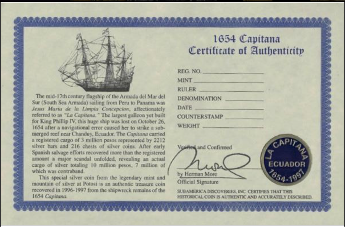 Bolivia 8 Reales 1649 Dated from El Capitana Shipwreck 1654 3