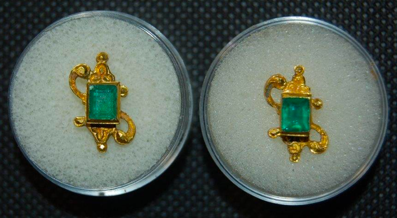 Atocha 1622 Shipwreck Emerald & Gold Studs/ Earring (Fisher) 6