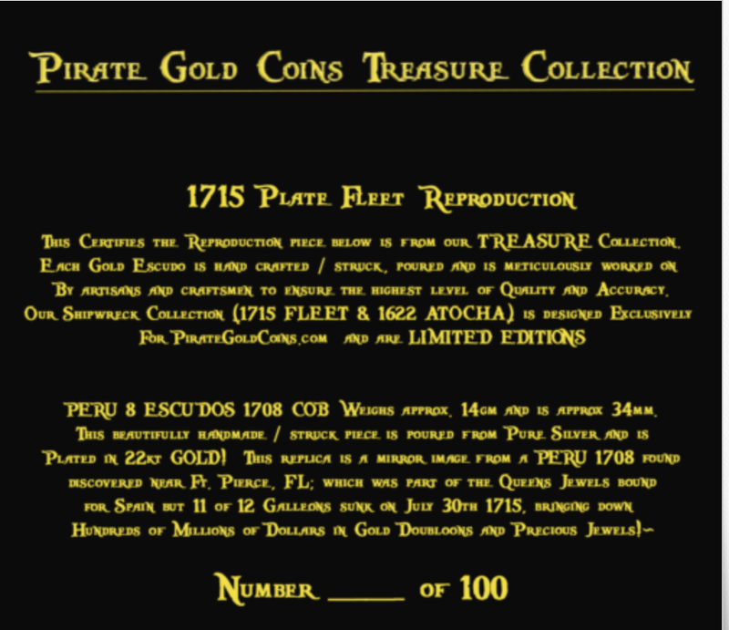 Spain 8 Escudos 1723 Gold Plated Pirate Gold Coins Shipwreck Collection 11