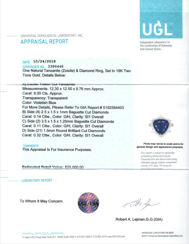 Tanzanite Ring 9cts GIA Certified & Appraisal 4