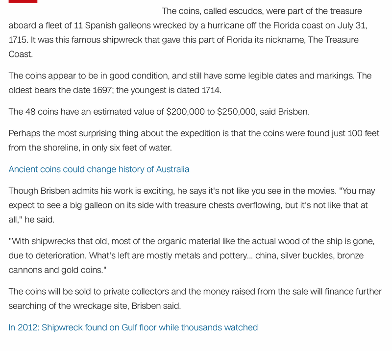 Peru 1 Escudo 1697 "Dated" 1715 Plate Fleet Shipwreck 5