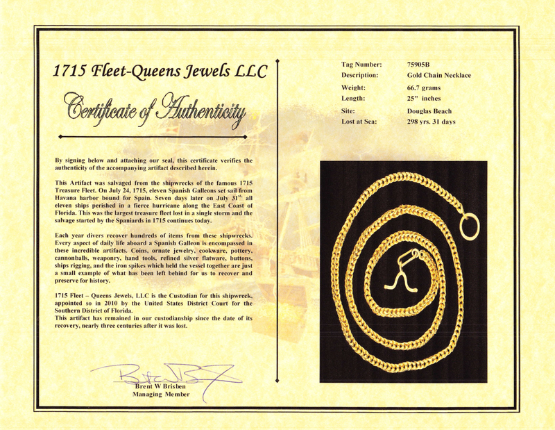 Gold Money Chain 25" 66gm "1715 Plate Fleet Shipwreck" 5