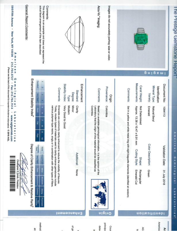 8.50 Ct Emerald & 2.5 ct Diamond Ring Appraised $70,000 8