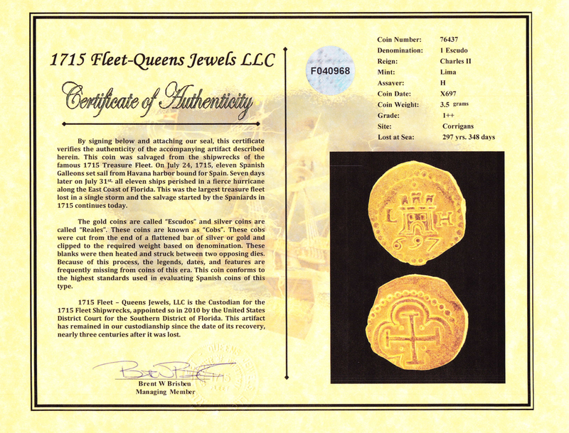 Peru 1 Escudo 1697 "Dated" 1715 Plate Fleet Shipwreck 7