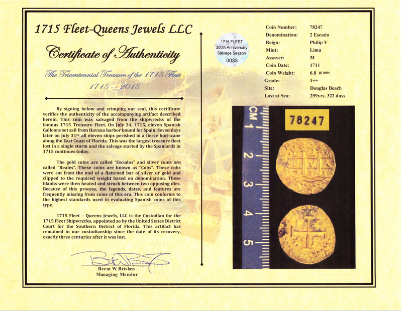 Peru 2 Escudos 1711 "1715 Plate Fleet Shipwreck" 300th Anniversary 3