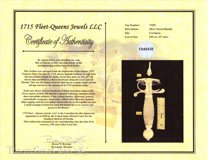 1715 Fleet Shipwreck Silver Sword Handle Queen's Jewels 5