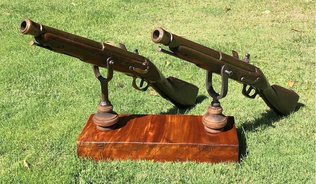 Only Pair French Naval Flintlock Swivel CANNONS in the World 3