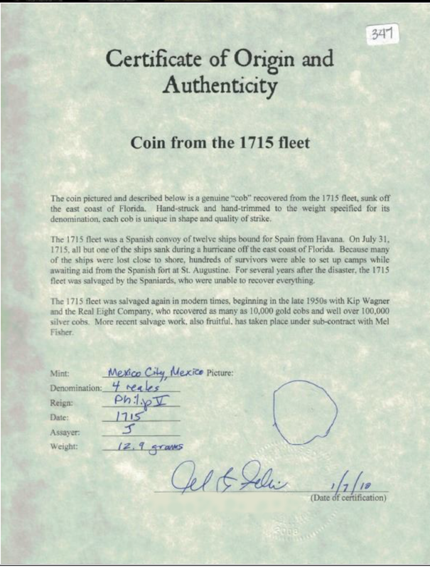 Mexico 4 Reales 1715 "Dated from the 1715 Fleet Shipwreck" to be Pendant 8