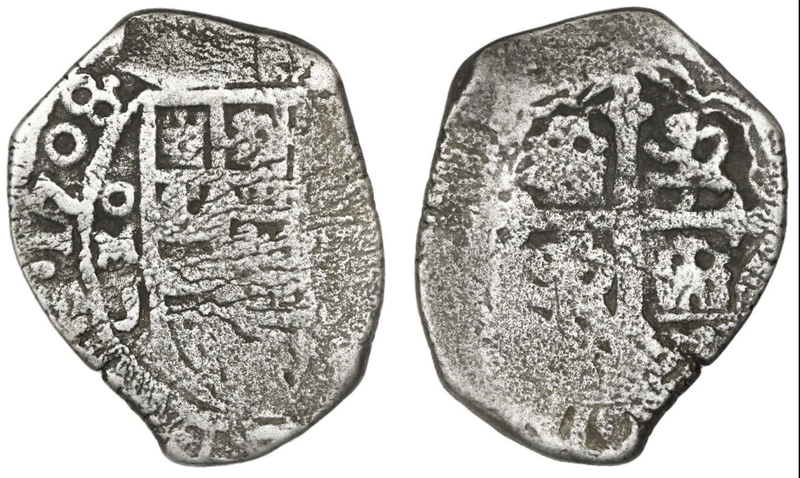 Mexico 4 Reales 1708 "Full 4 Digit Date" 18kt Gold Bezel 5