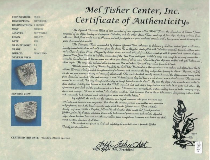 Mexico 1 Real 1698 "Full Date- Not in Florida Collection!" Shipwreck Coin 4