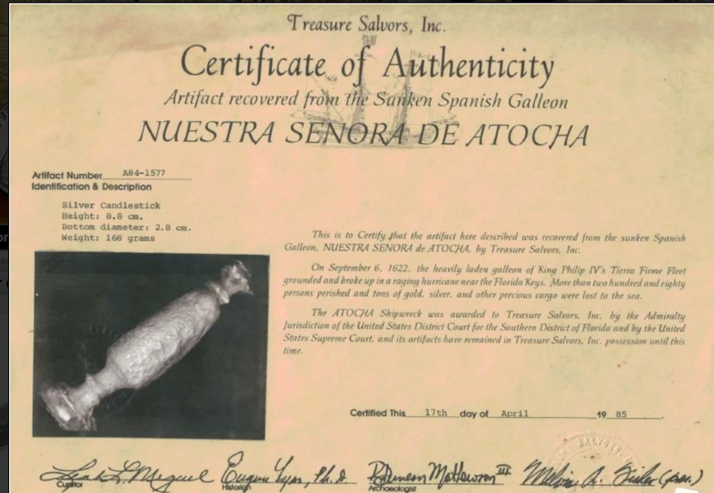 Atocha 1622 Shipwreck Silver Candle Stick Holder Artifact 2