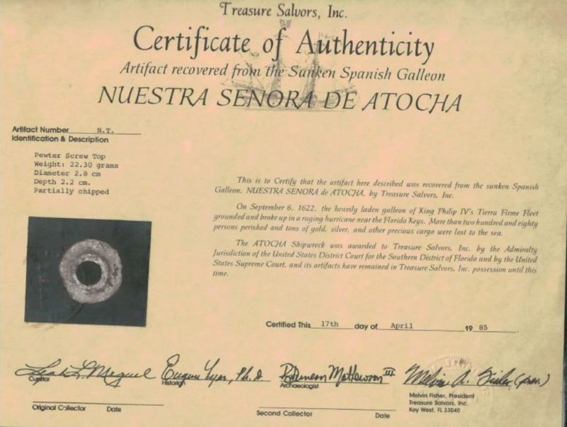 Atocha 1622 Shipwreck Silver Candle Stick Holder Artifact 3