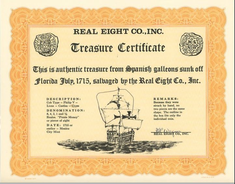 Mexico 8 Reales "1715 Fleet Shipwreck" Kig Wagner COA John Pullin 2