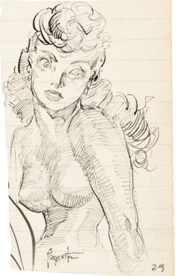 ​Frank Frazetta Sketch Female Study Original (2) Art 1950 Comic Book Art Signed 10