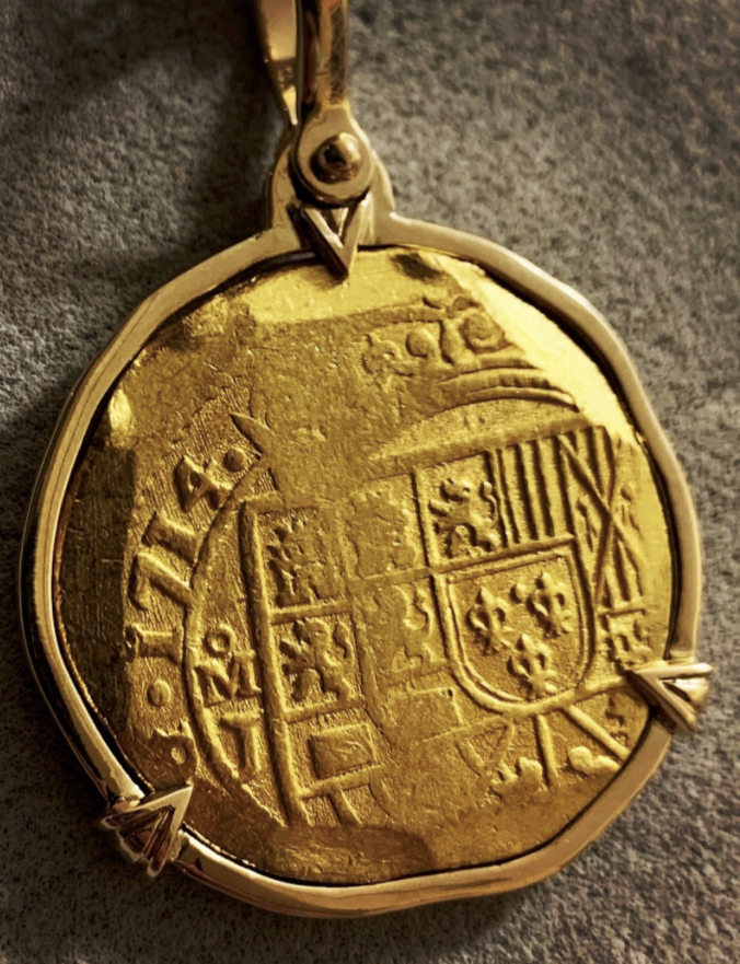 Mexico 8 Escudos 1714 "Dated from 1715 Fleet Shipwreck" 18kt Pendant