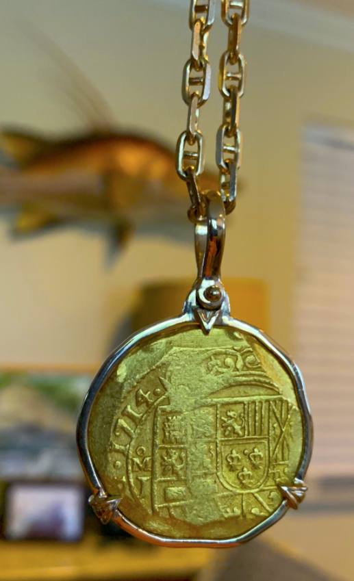 Mexico 8 Escudos 1714 "Dated from 1715 Fleet Shipwreck" 18kt Pendant 2