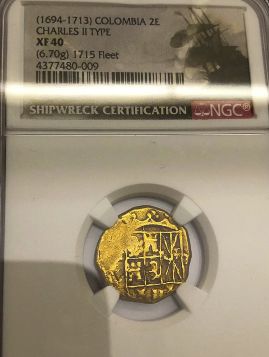 Colombia 2 Escudos 1694-1713 "Charles II" NGC 40