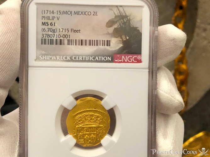 Mexico 1714 2 Escudos "1715 Fleet Shipwreck" NGC 61