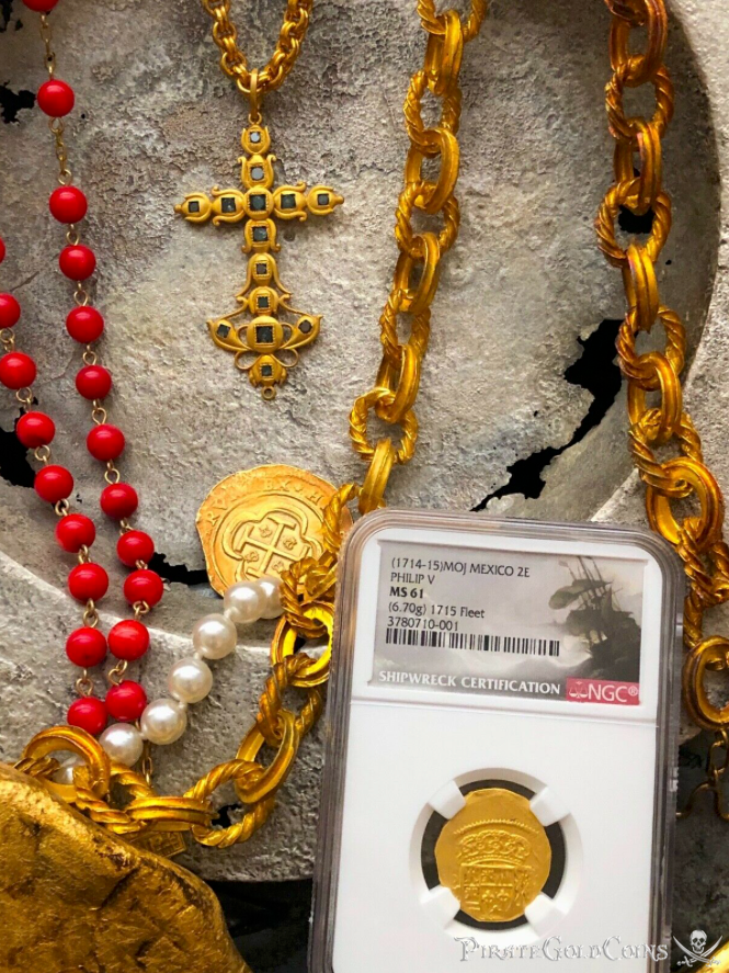 Mexico 1714 2 Escudos "1715 Fleet Shipwreck" NGC 61 3