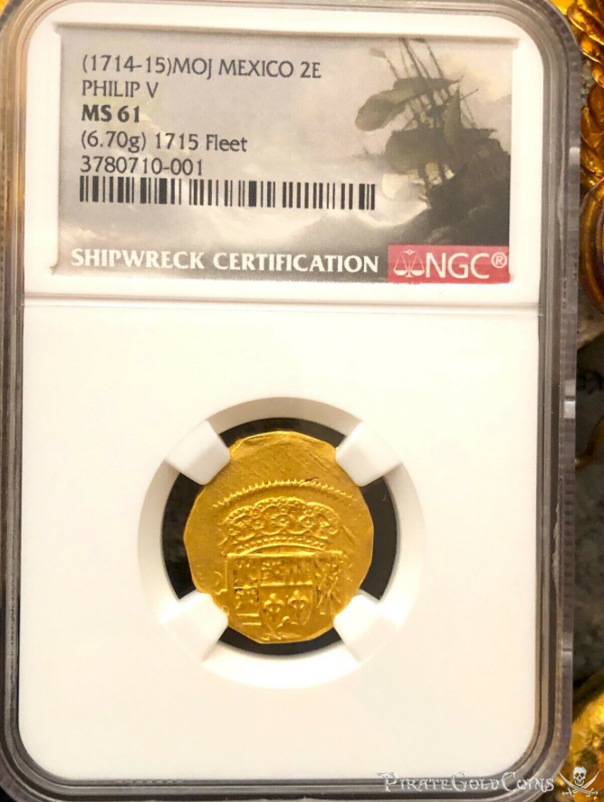Mexico 1714 2 Escudos "1715 Fleet Shipwreck" NGC 61 4