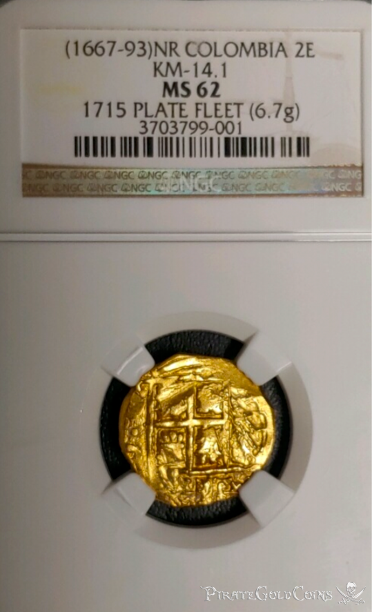 Colombia 2 Escudos 1667-93 "1715 Fleet Shipwreck" NGC 62