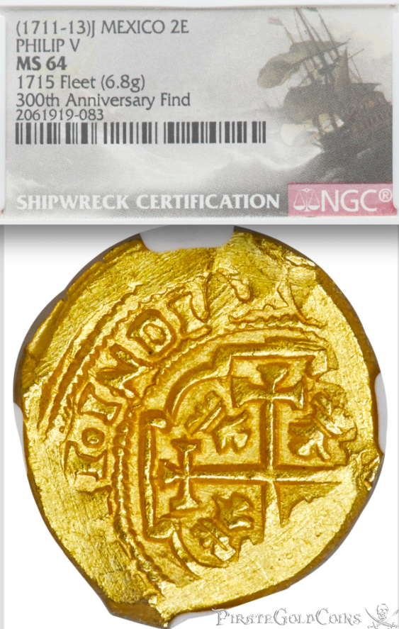 Mexico 2 Escudos 1711-13 "300th Anniversary Find from the Fleet!" NGC 64!