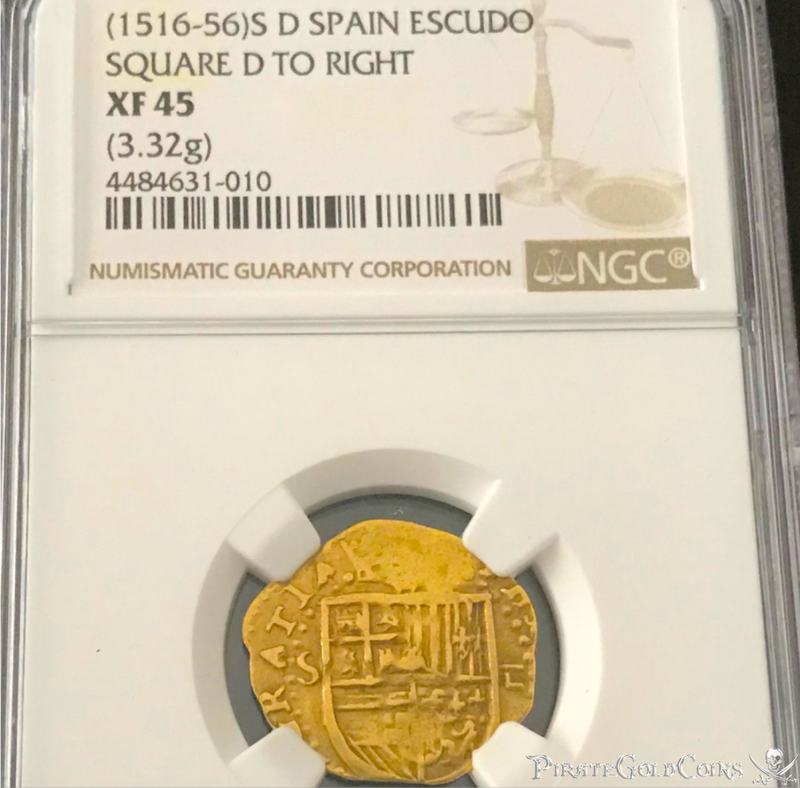 Spain 1 Escudo 1516-56 "Full Cross" NGC 45 2