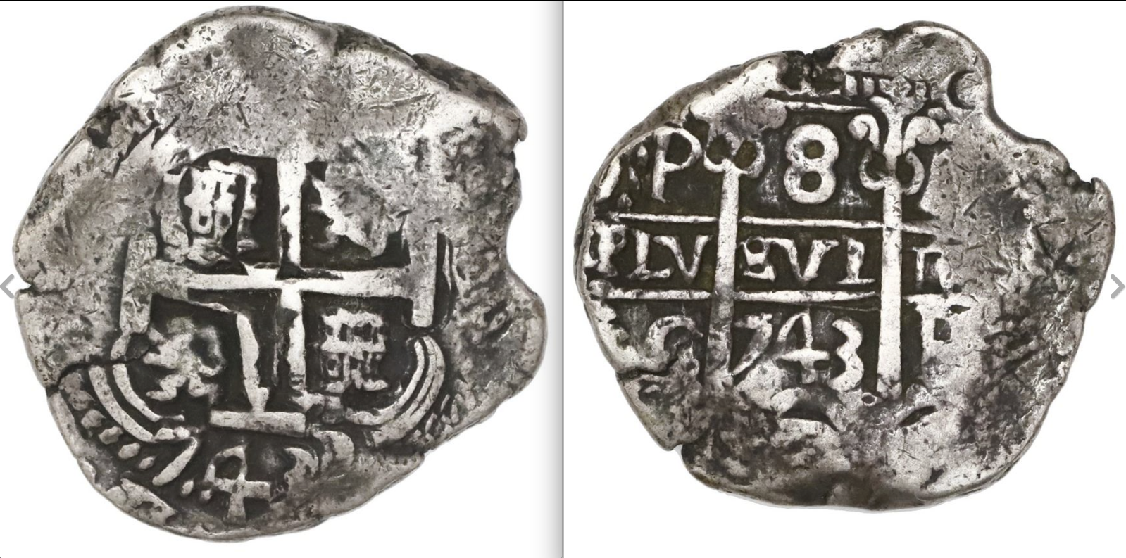 Bolivia 8 Reales 1743 "Dated- Philip IV" RAW