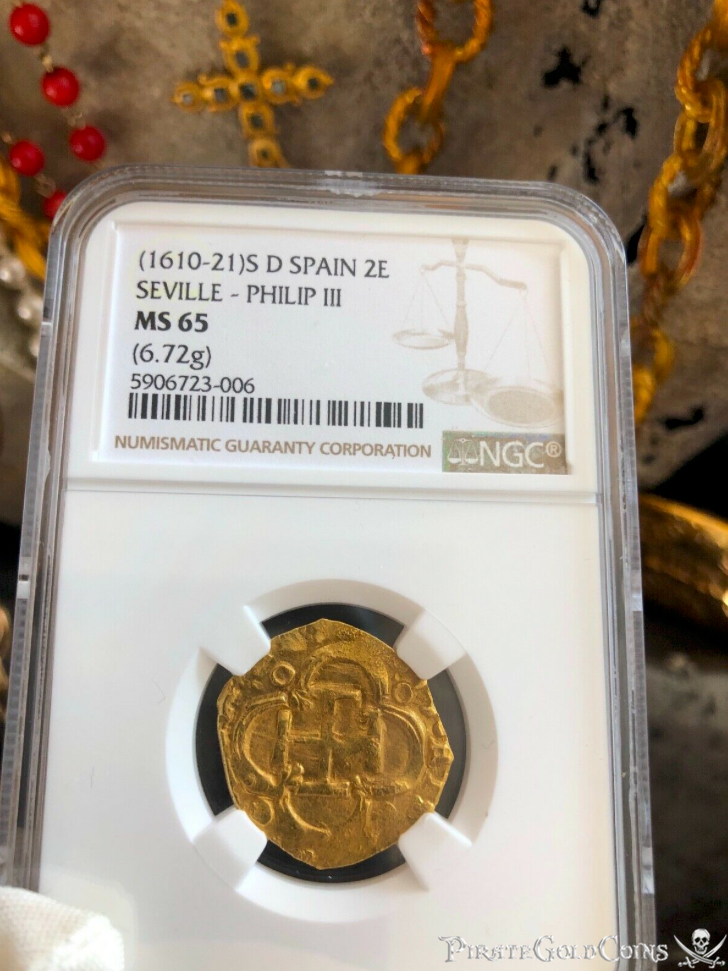 Spain 2 Escudos 1615 "Partially Dated" NGC 65 7