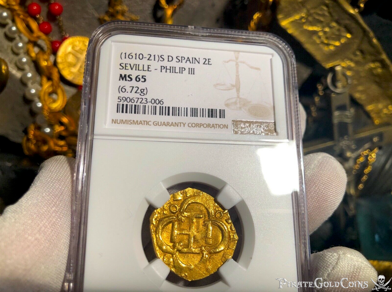 Spain 2 Escudos 1615 "Partially Dated" NGC 65 8