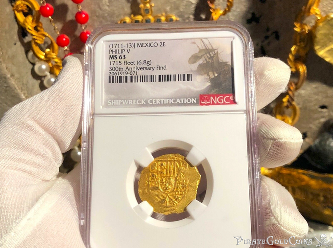 Mexico 2 Escudos 1711-13 "300th Ann. Fleet Shipwreck" NGC 63