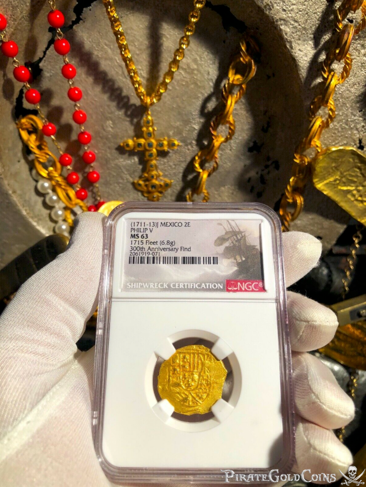 Mexico 2 Escudos 1711-13 "300th Ann. Fleet Shipwreck" NGC 63 4