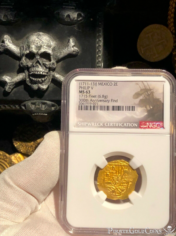 Mexico 2 Escudos 1711-13 "300th Ann. Fleet Shipwreck" NGC 63 10