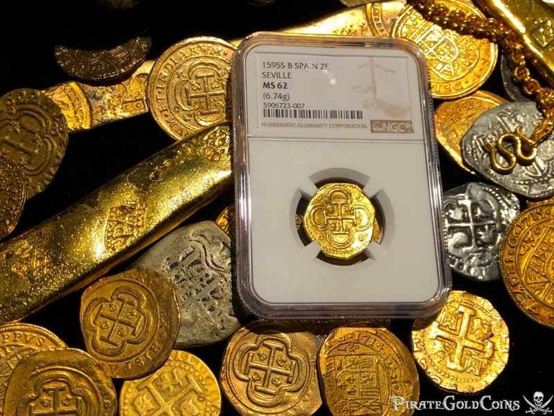 Spain 2 Escudos 1595 "Full Partial Date!" NGC 62 9