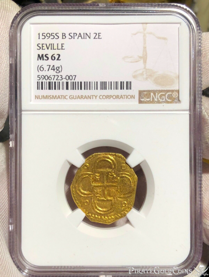 Spain 2 Escudos 1595 "Full Partial Date!" NGC 62 2