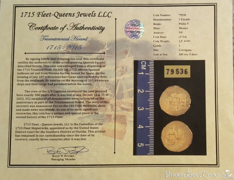 Mexico 2 Escudos 1714 "30oth Anniversary Find" from Fleet Shipwreck 2