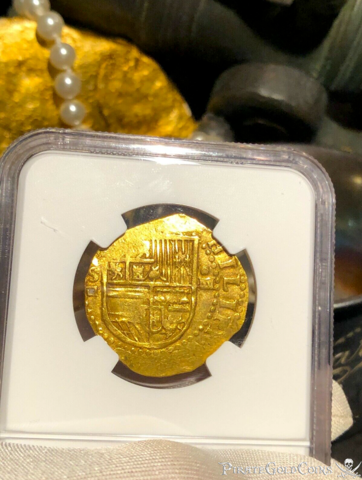 Spain 4 Escudos 1556-98 "Amazing Centering" NGC 58 7