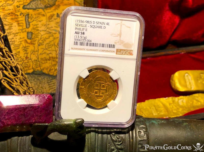Spain 4 Escudos 1556-98 "Amazing Centering" NGC 58 4