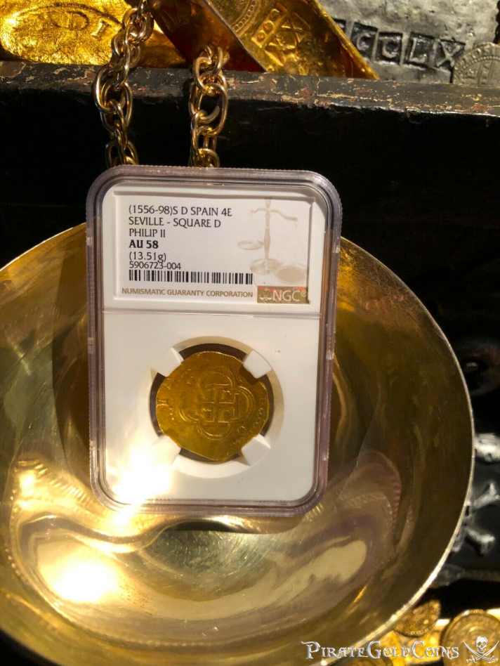 Spain 4 Escudos 1556-98 "Amazing Centering" NGC 58 3