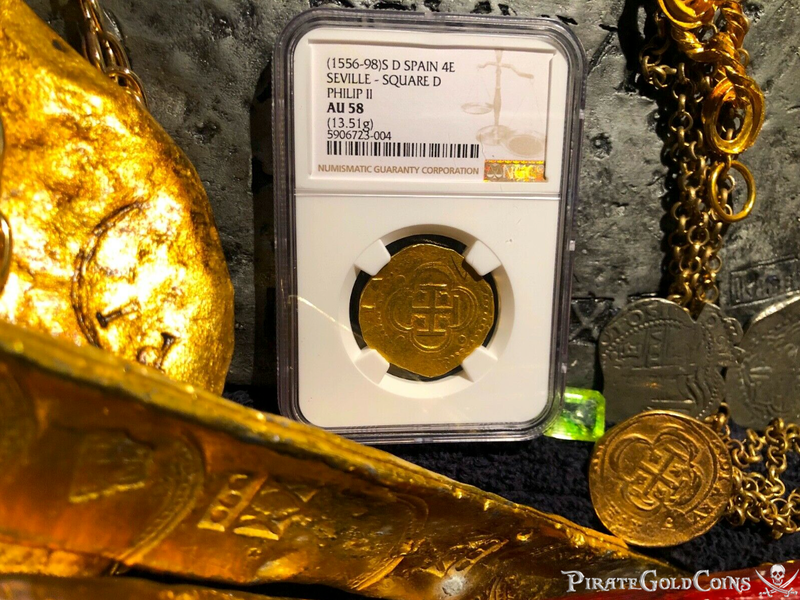 Spain 4 Escudos 1556-98 "Amazing Centering" NGC 58 2