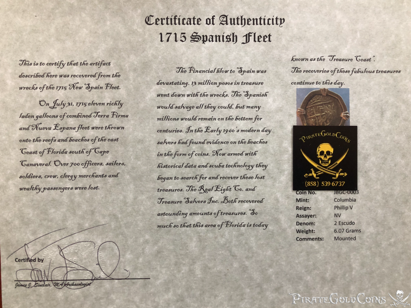Colombia 2 Escudos 1694-1713 "1715 Fleet Shipwreck" Pendant 7