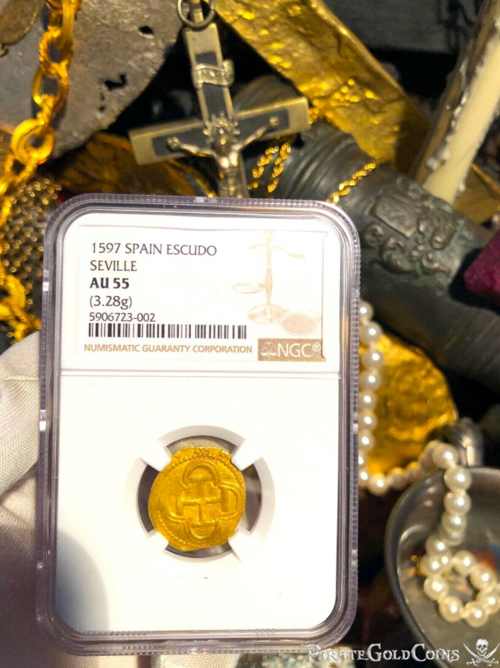 Spain 1 Escudo 1597 "FULL DATE!" NGC 55 7