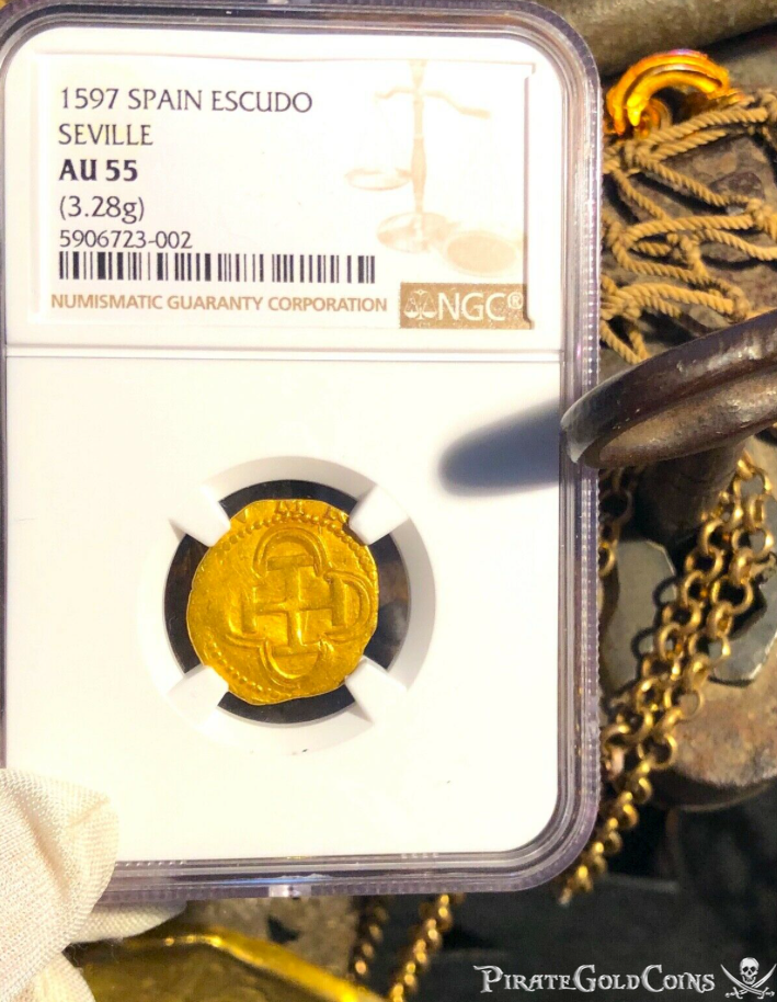 Spain 1 Escudo 1597 "FULL DATE!" NGC 55 3