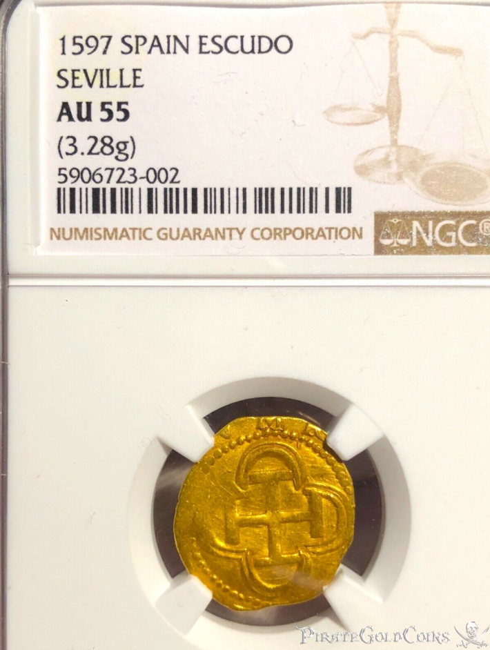 Spain 1 Escudo 1597 "FULL DATE!" NGC 55 2