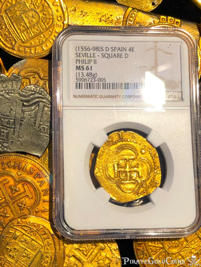 Spain 4 Escudos 1556-98 "Mint State" NGC 61